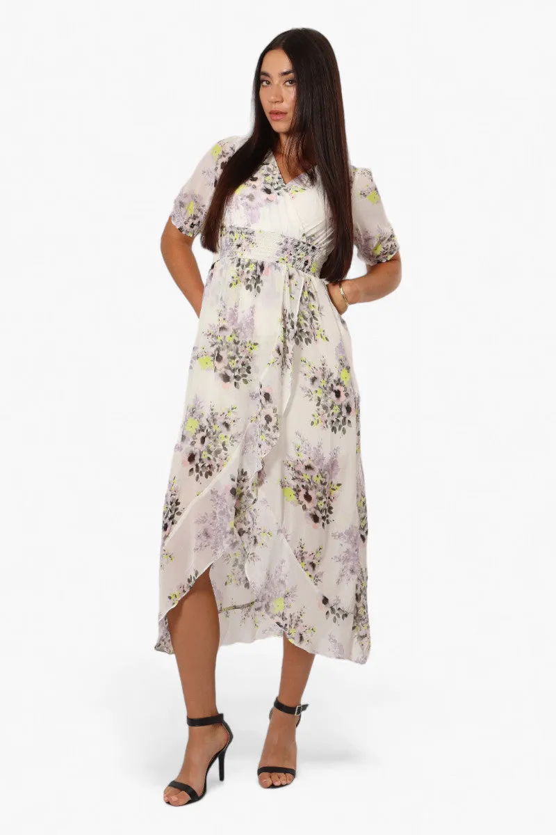 Limite Floral Crossover Chiffon Maxi Dress - White