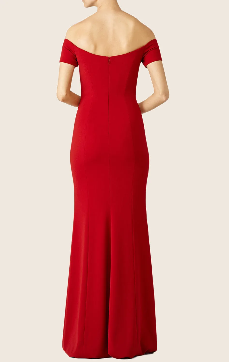 MACloth Off the Shoulder Jersey Maxi Formal Evening Gown Red Prom Dress