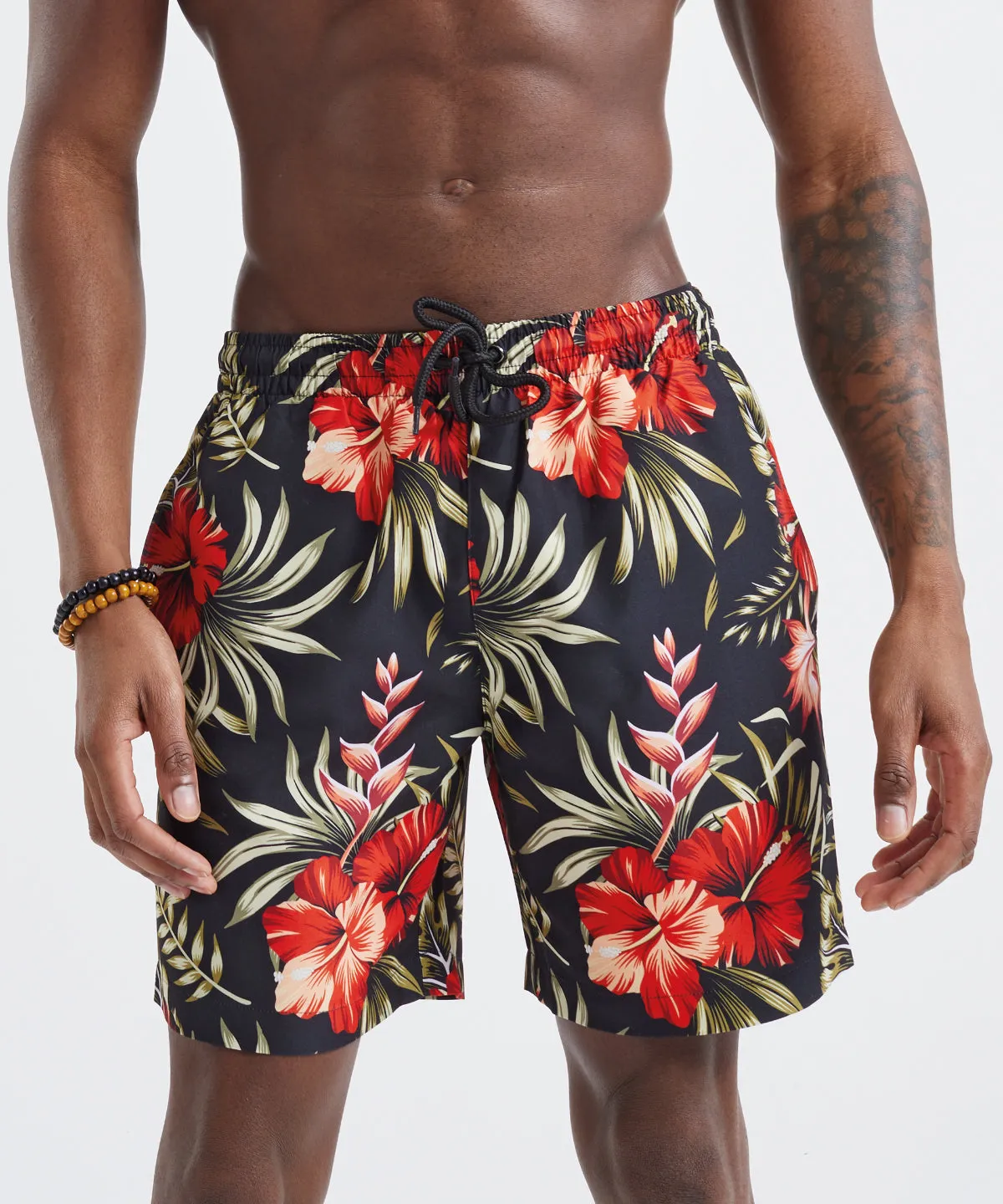 Mens swim shorts | Navy/Coral Print