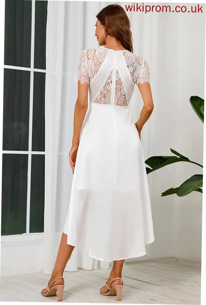 Midi Dresses Leia A-line Neck Short Sleeves Round Elegant Satin Club Dresses