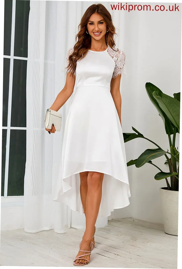 Midi Dresses Leia A-line Neck Short Sleeves Round Elegant Satin Club Dresses