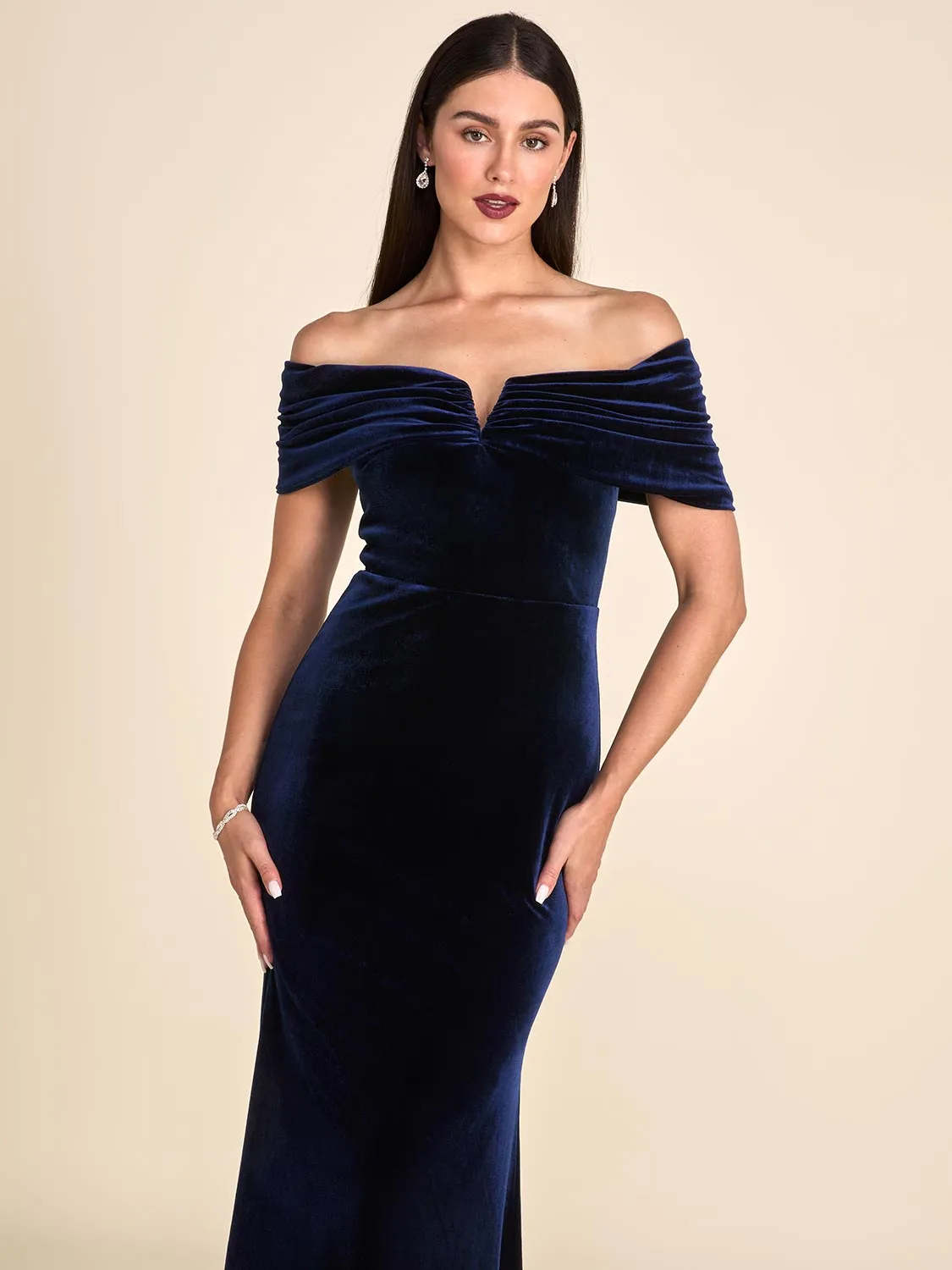 Off-The-Shoulder Velvet Gown