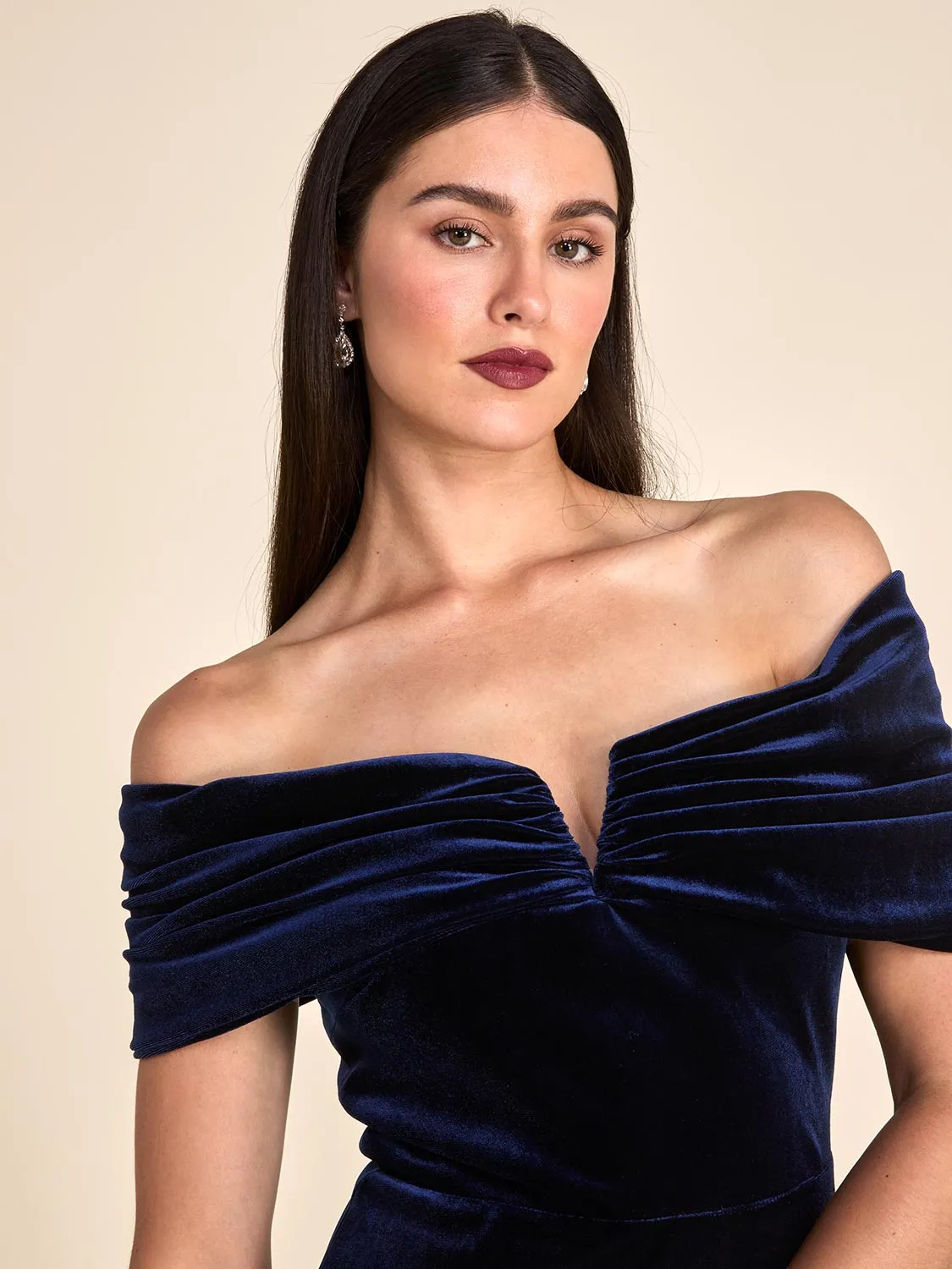 Off-The-Shoulder Velvet Gown