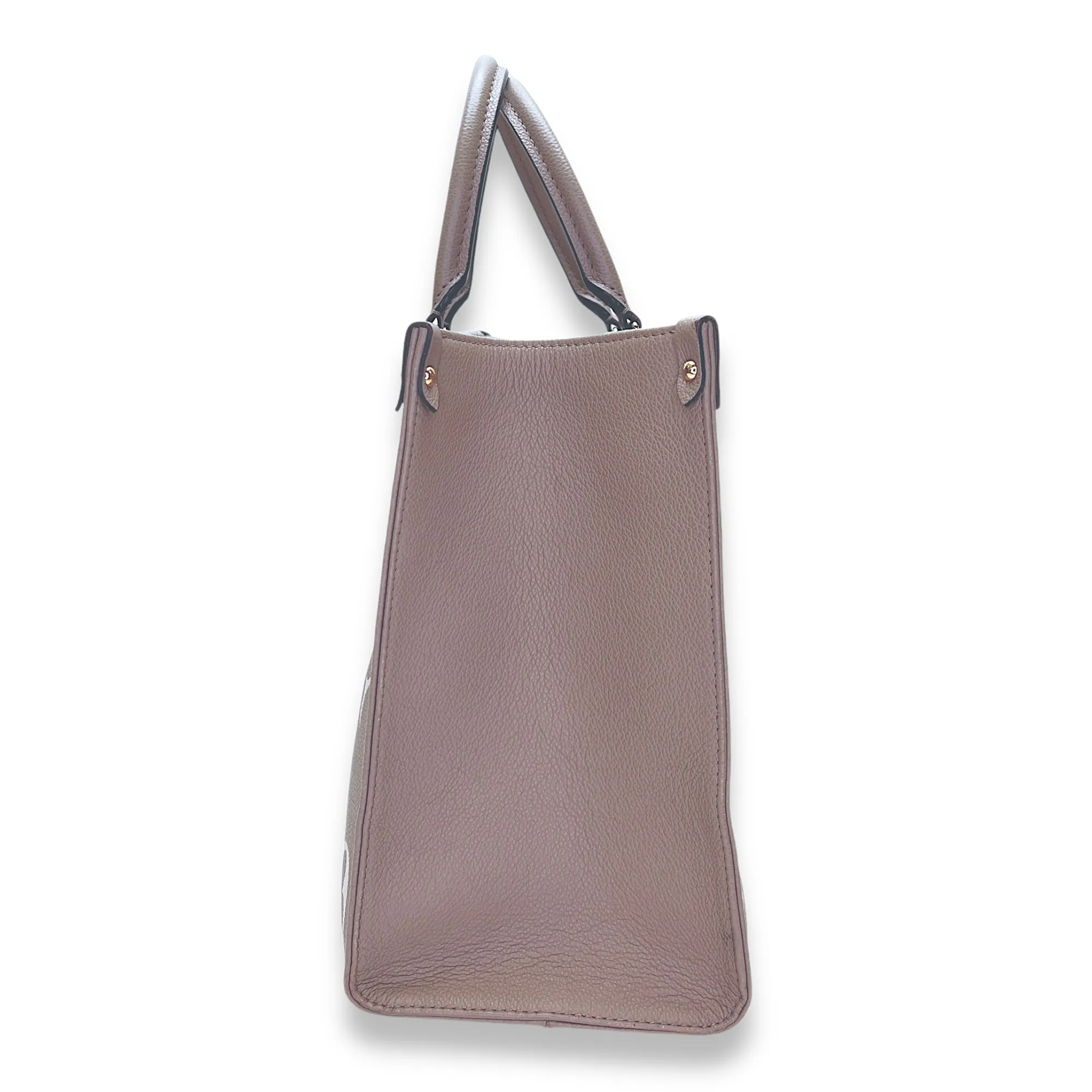 OnTheGo Tote Bag MM Beige in Calfskin, Gold hardware