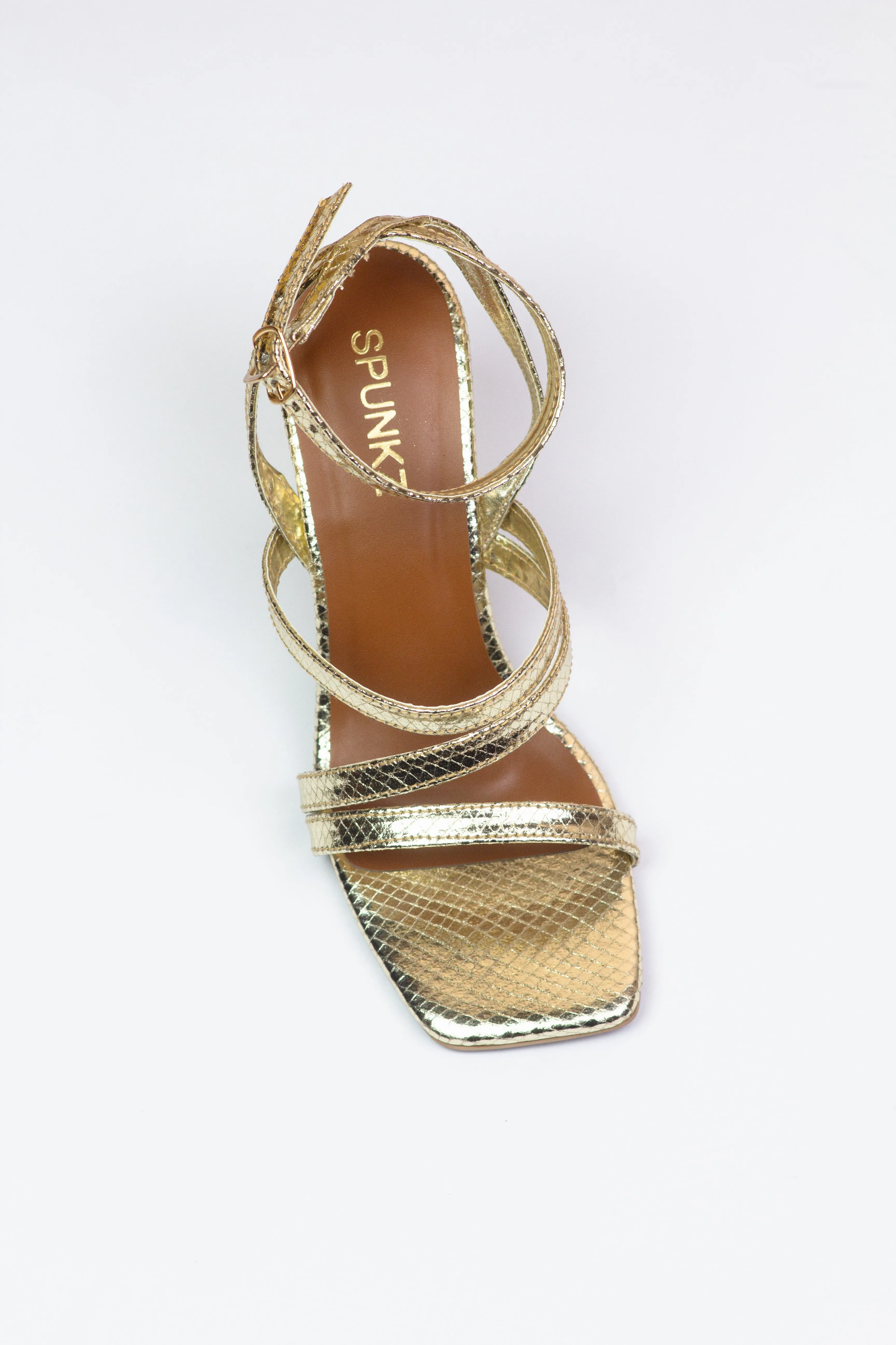 Orla Metallic Gold Leather Heeled Sandals