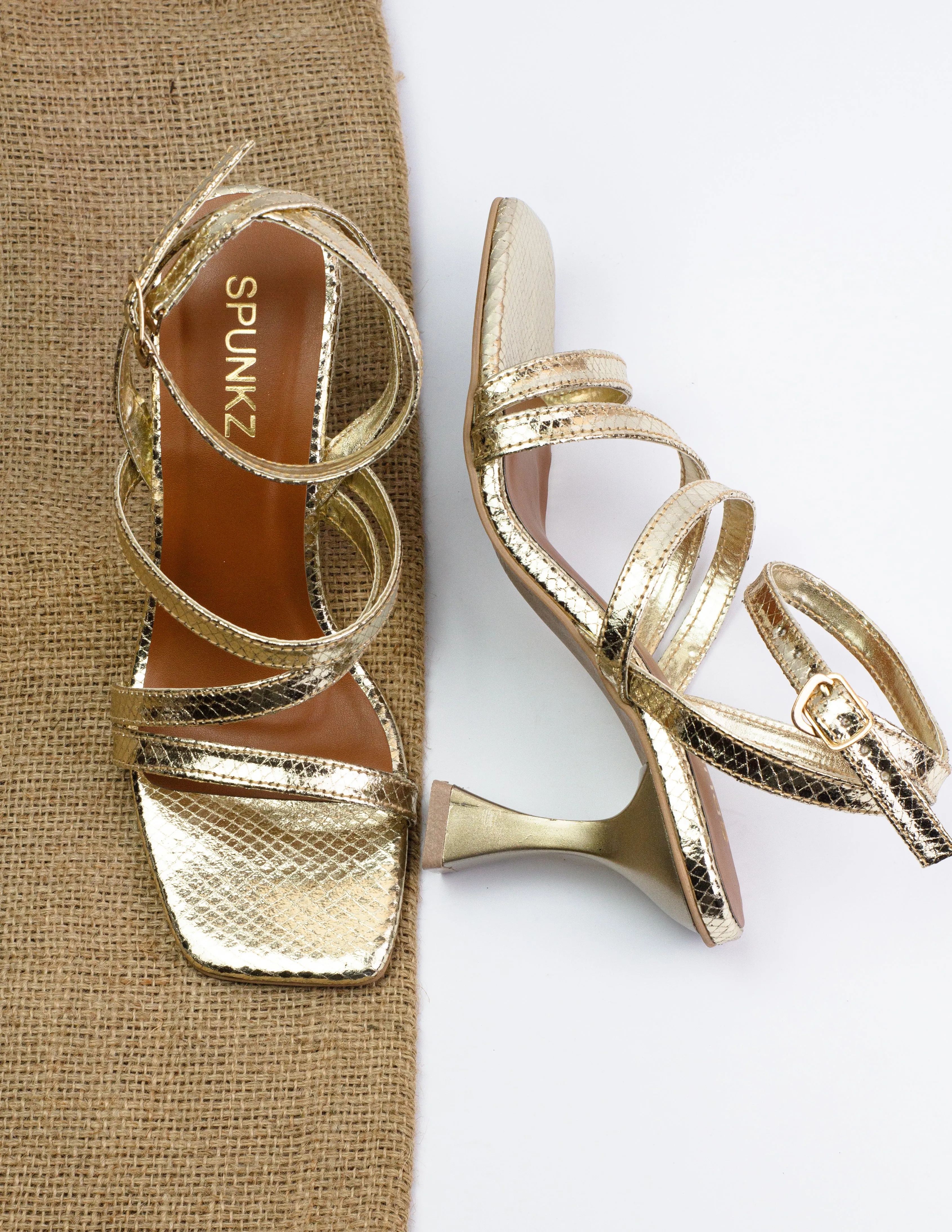 Orla Metallic Gold Leather Heeled Sandals