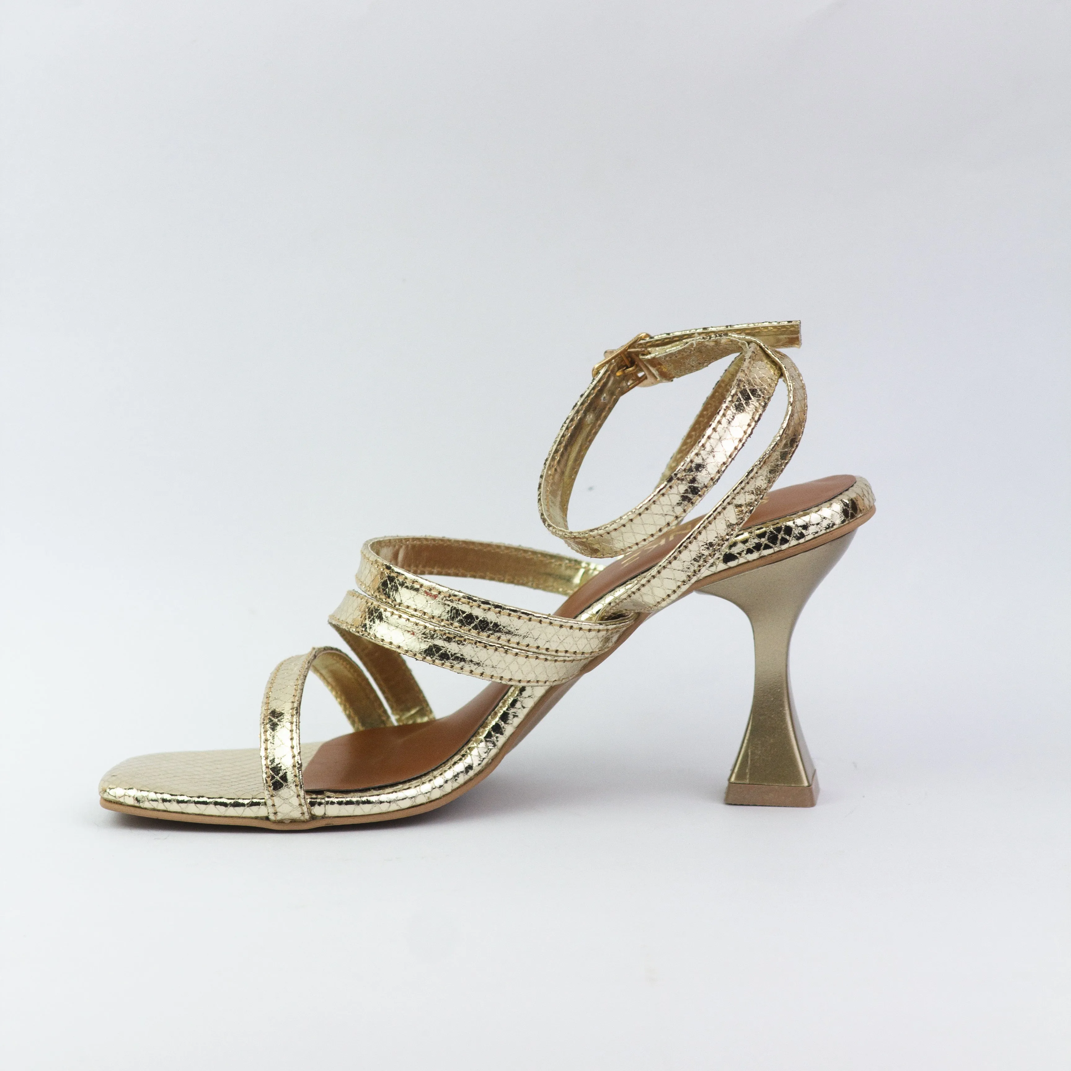 Orla Metallic Gold Leather Heeled Sandals