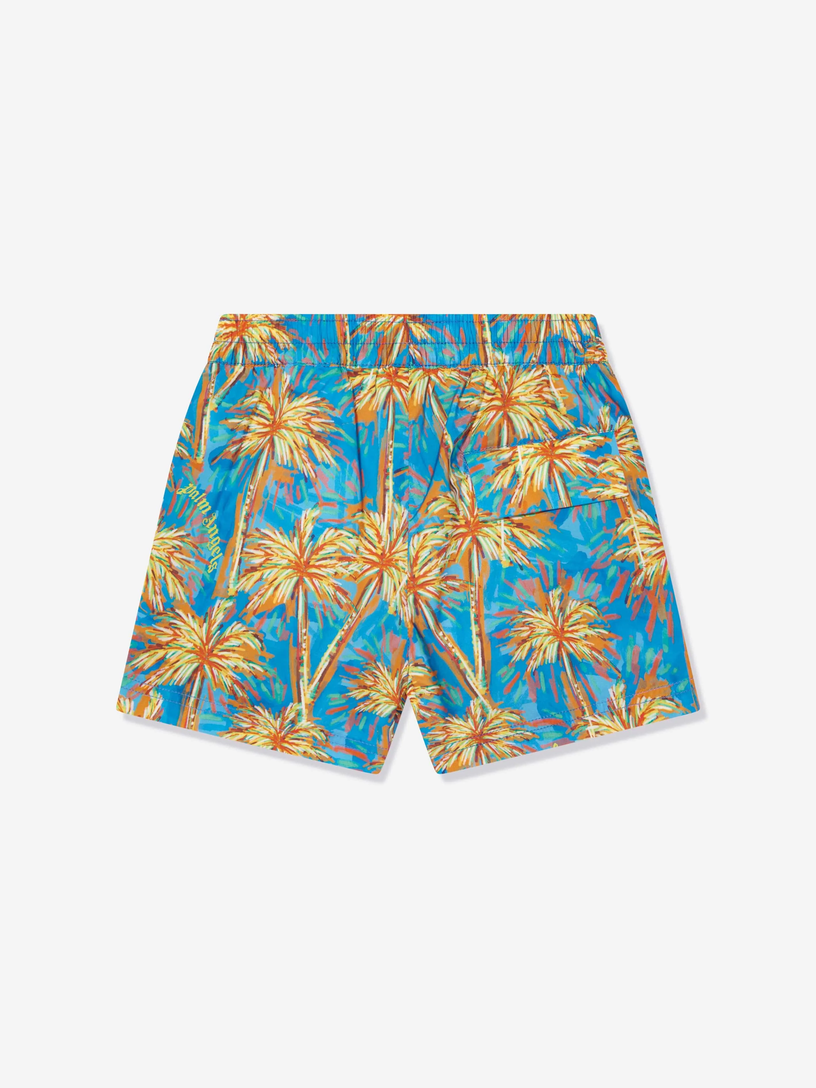 Palm Angels Boys AOP PA Palms Swim Shorts in Blue