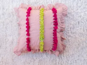 Pink Ruffled Cushion Cover