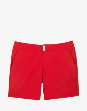 Poppy Red Solid Superflex Merise Swim Shorts