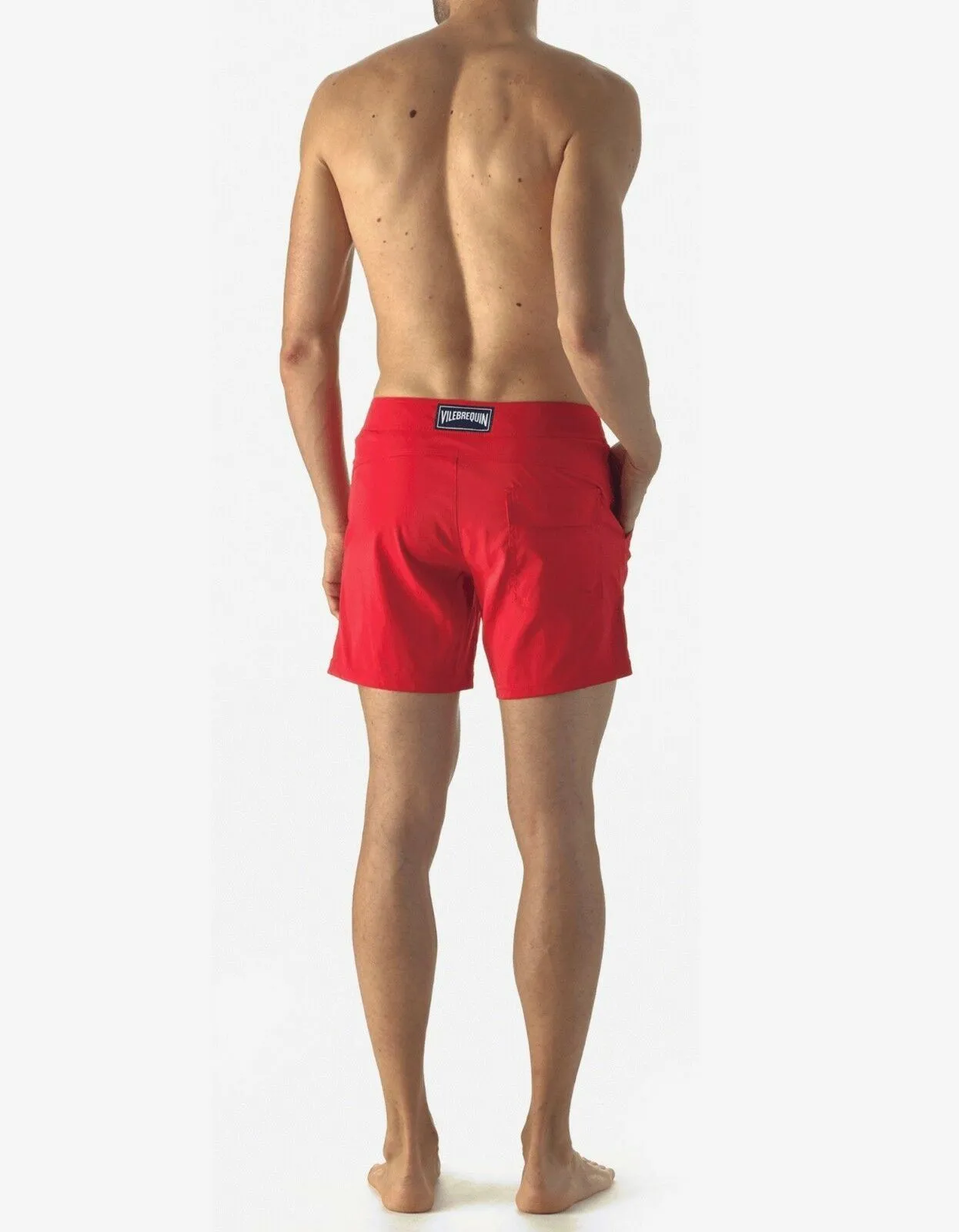 Poppy Red Solid Superflex Merise Swim Shorts