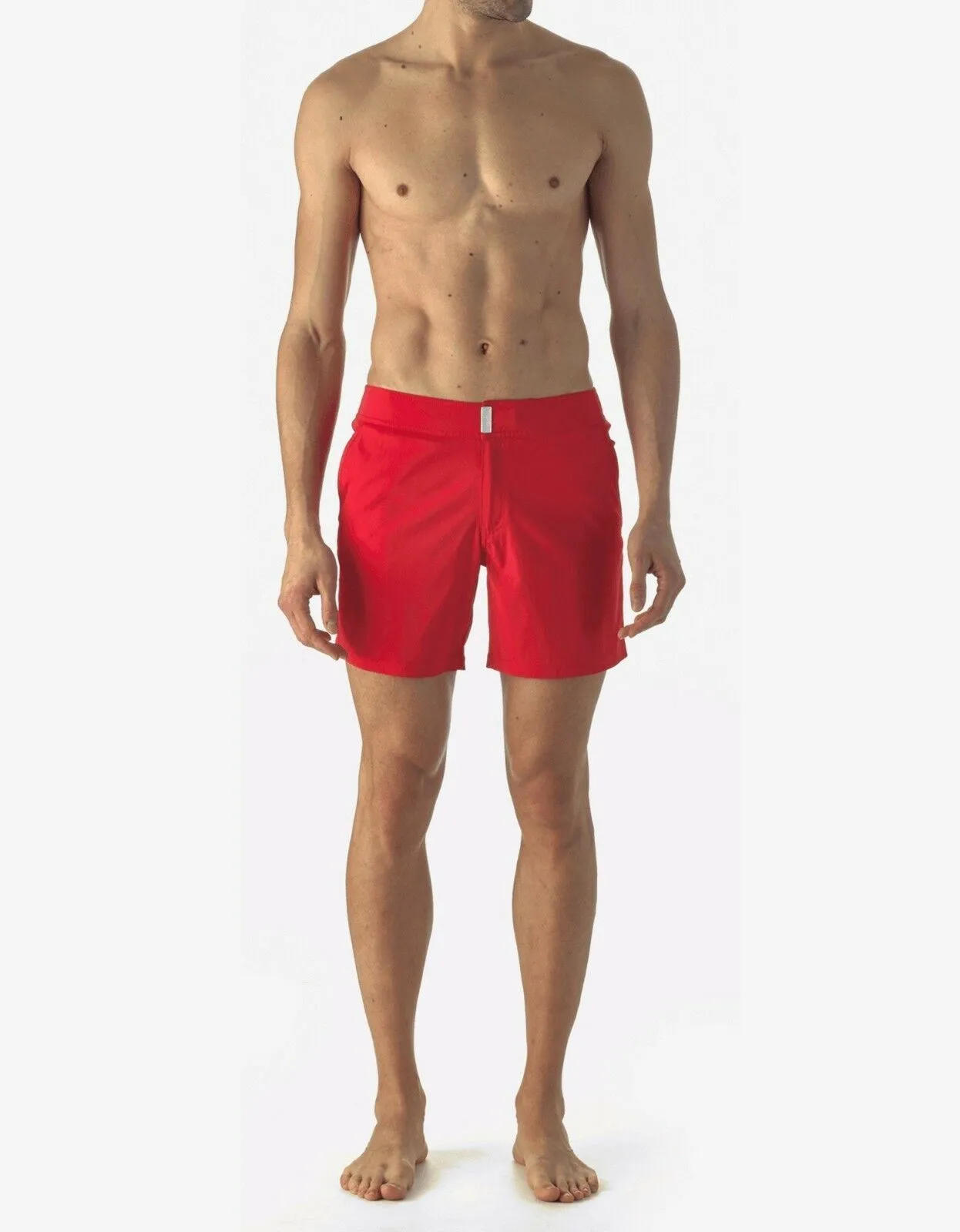 Poppy Red Solid Superflex Merise Swim Shorts