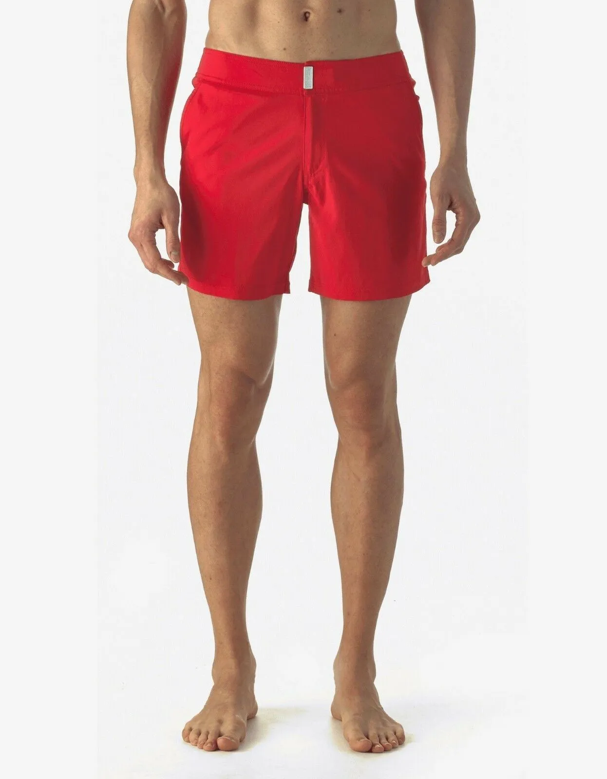 Poppy Red Solid Superflex Merise Swim Shorts