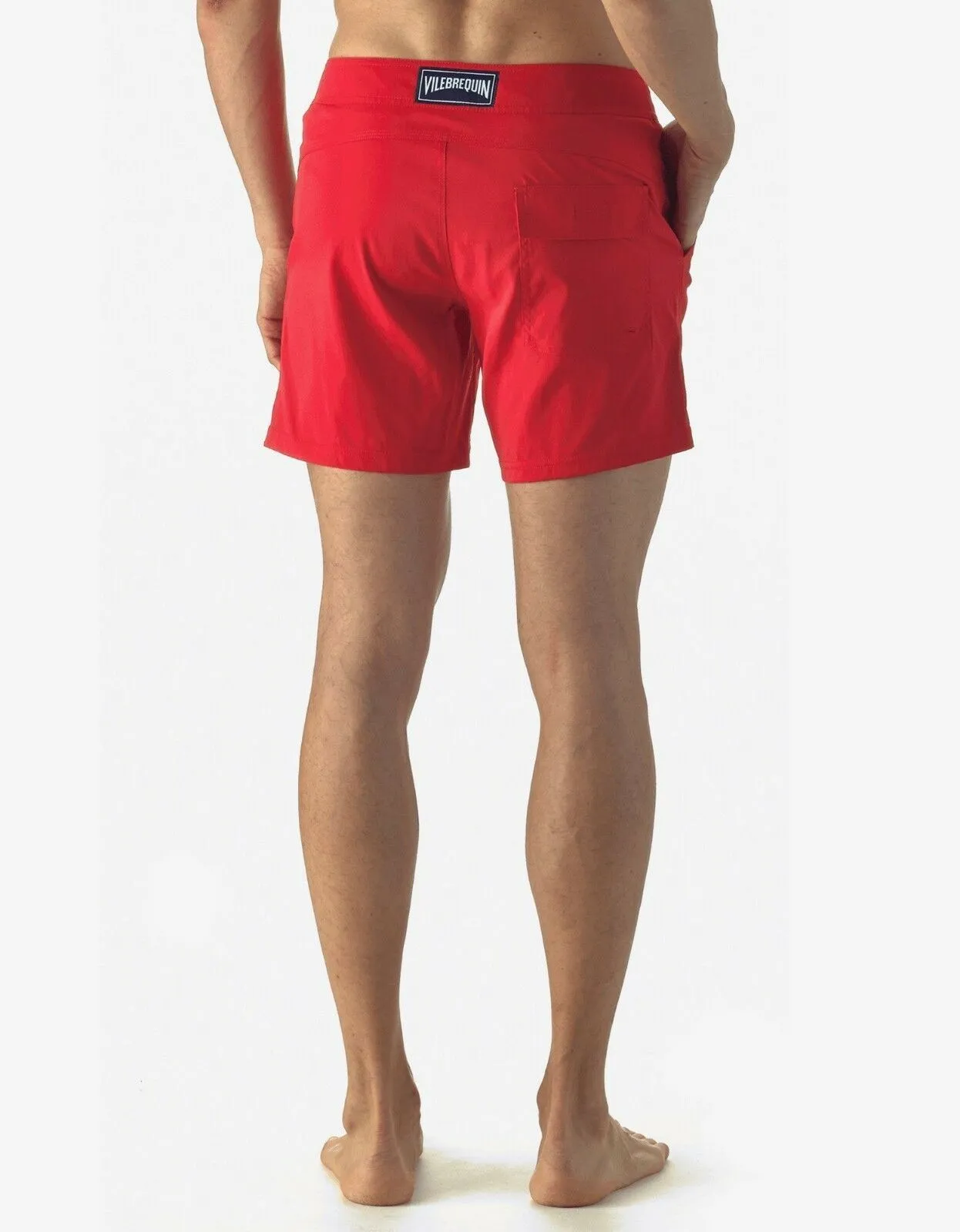 Poppy Red Solid Superflex Merise Swim Shorts