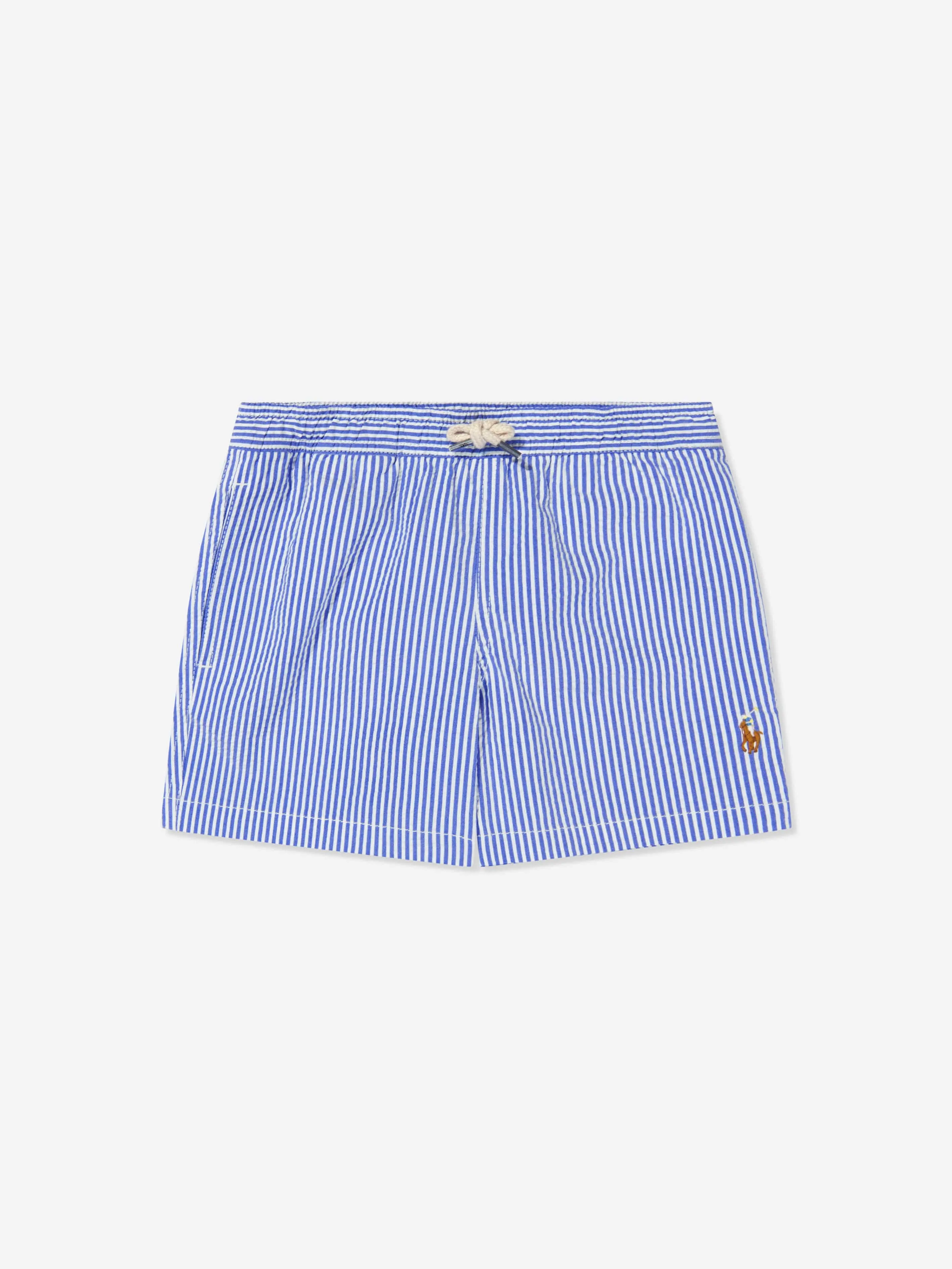 Ralph Lauren Boys Seersucker Swim Shorts in Blue