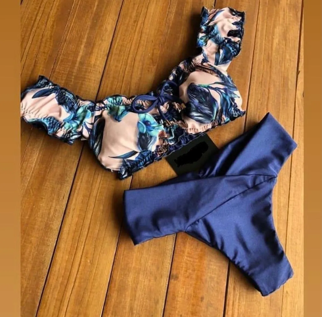 Ruffle Low Waist Bikini Set - Multiple prints