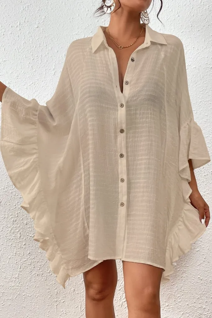 Ruffled Style Blouse Swimsuit Cover Up