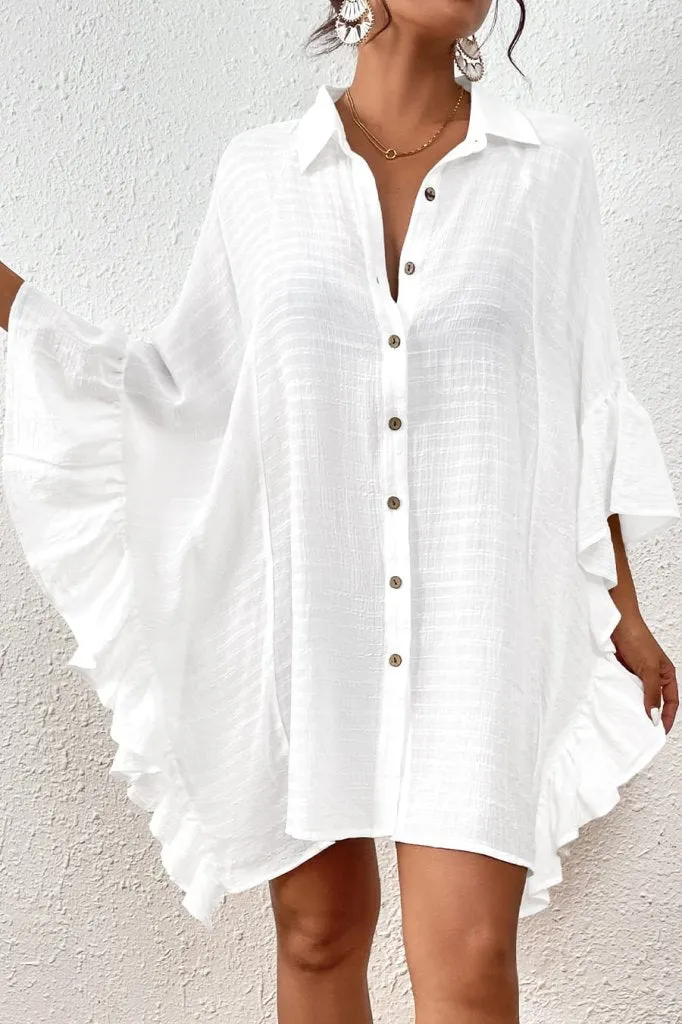 Ruffled Style Blouse Swimsuit Cover Up