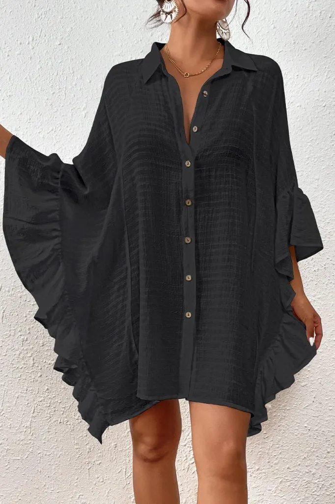 Ruffled Style Blouse Swimsuit Cover Up