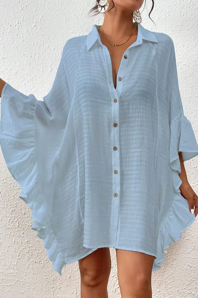 Ruffled Style Blouse Swimsuit Cover Up