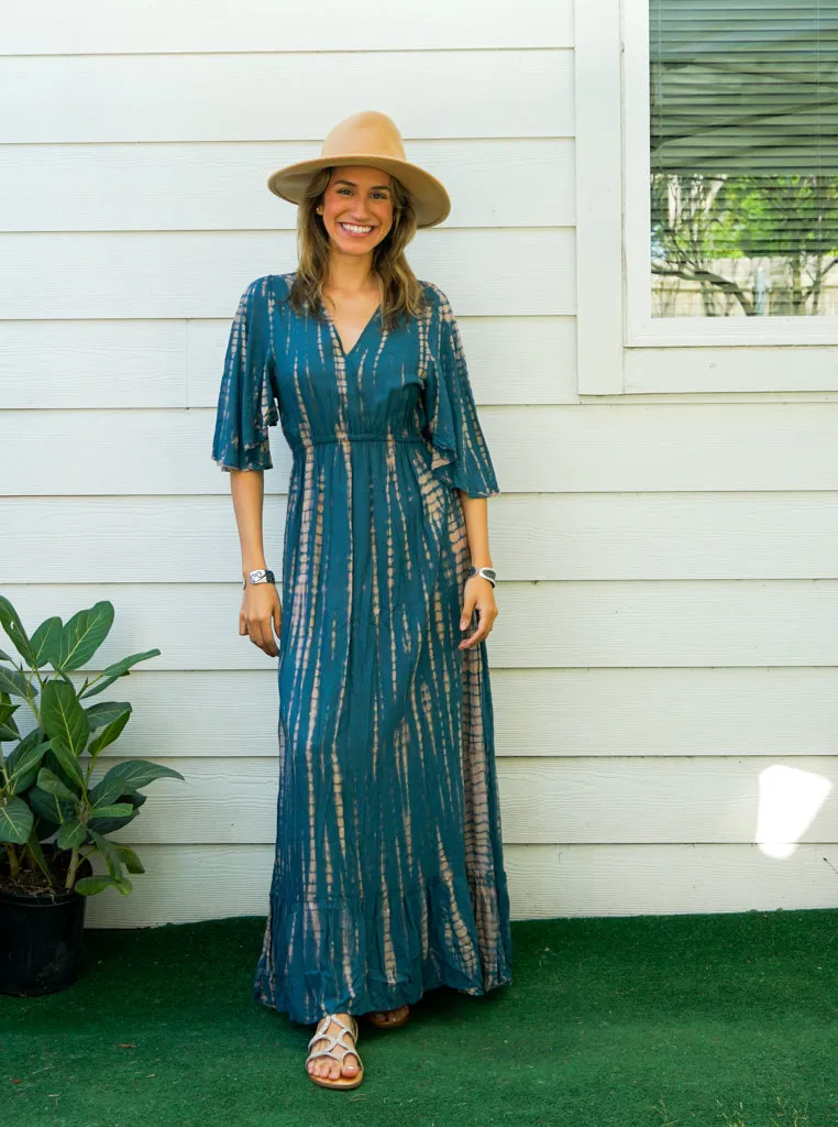 S9453- Shibori Tie Dye Tiered Dress