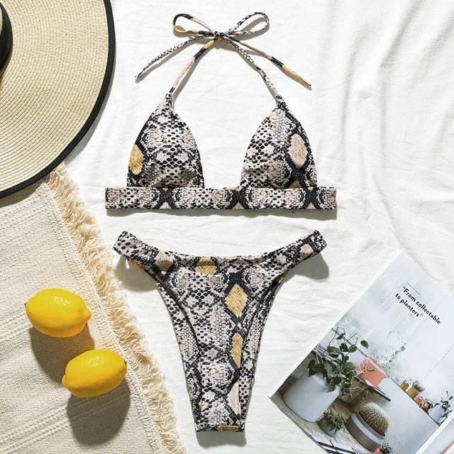 Snake Print High Cut Bikini - 3 styles