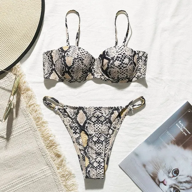 Snake Print High Cut Bikini - 3 styles