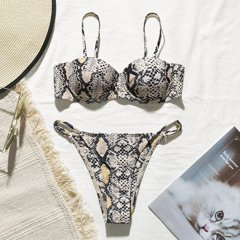 Snake Print High Cut Bikini - 3 styles