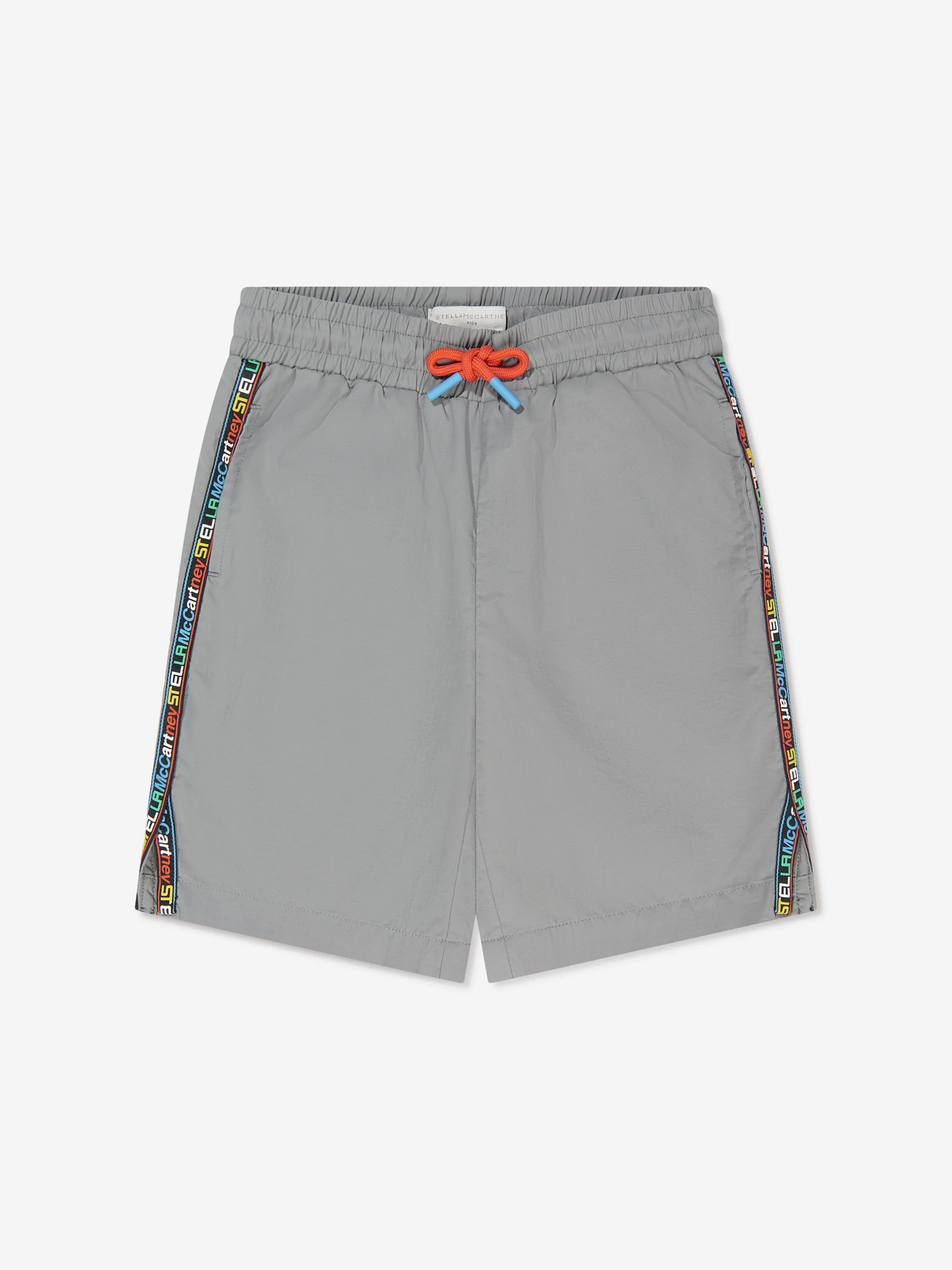 Stella McCartney Boys Logo Trim Swim Shorts in Grey