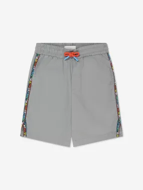 Stella McCartney Boys Logo Trim Swim Shorts in Grey