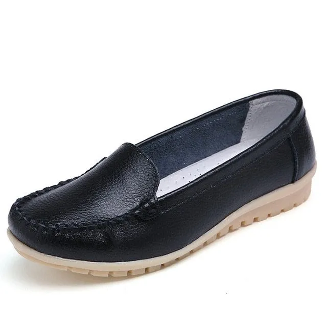 STQ 2019 Spring women flats shoes women genuine leather shoes