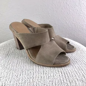 Suede Open Toe Stacked Heel