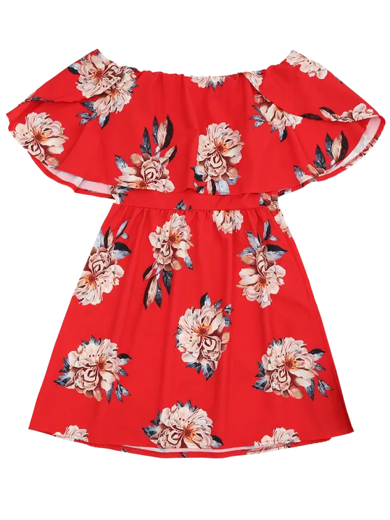 TastyHottie - Pretty Floral Popover Off The Shoulder Dress