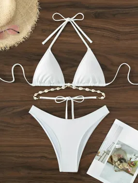 Triangle Bikini Set With Seashells