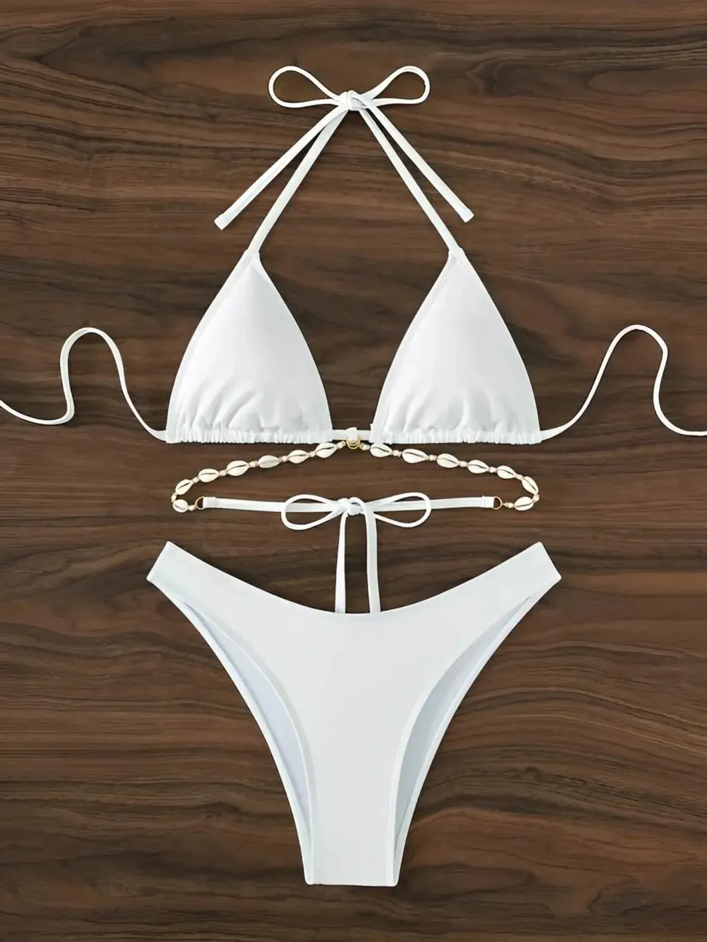 Triangle Bikini Set With Seashells