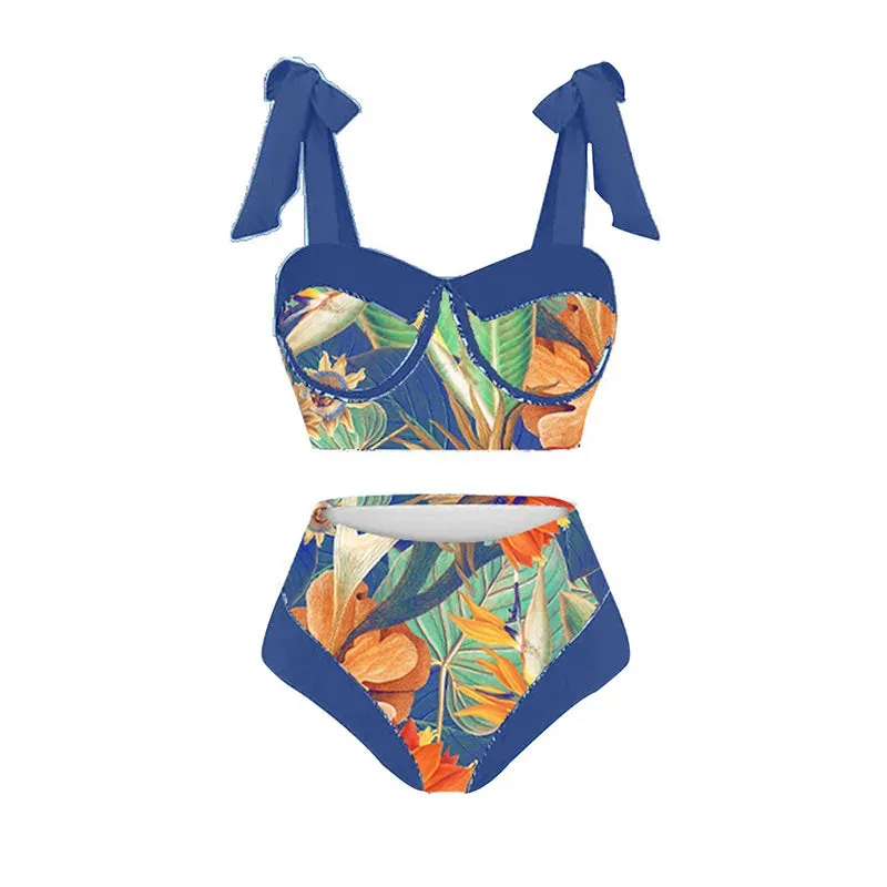 Tropical Print Boho Bikini Set