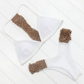 White and Brown Bikini Set