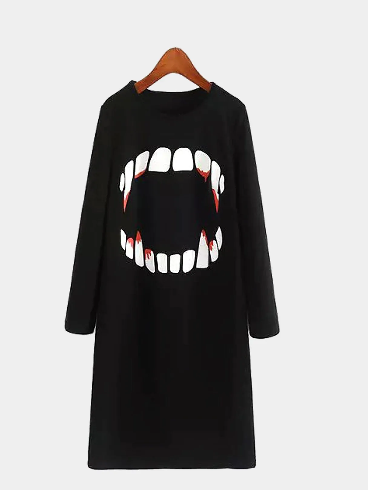 Wholesale Black Crew Neck Long Sleeve Midi Dress