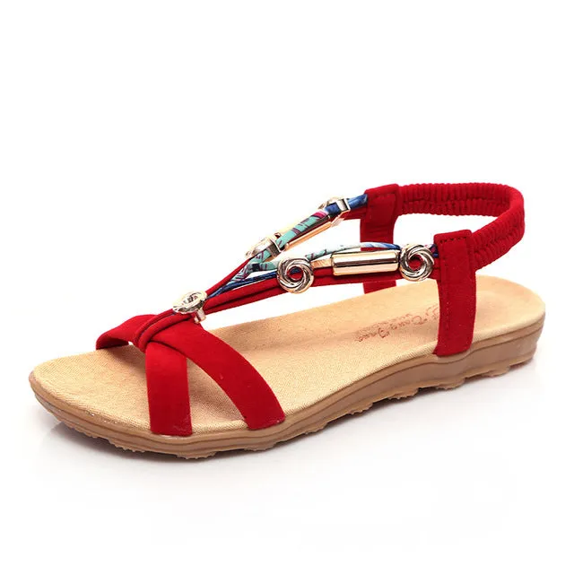 Women Sandals Women Flat Sandals Bohemian Flip Flops Summer Women Shoes Ladies Flat Shoes Red Casual Beach Sandals