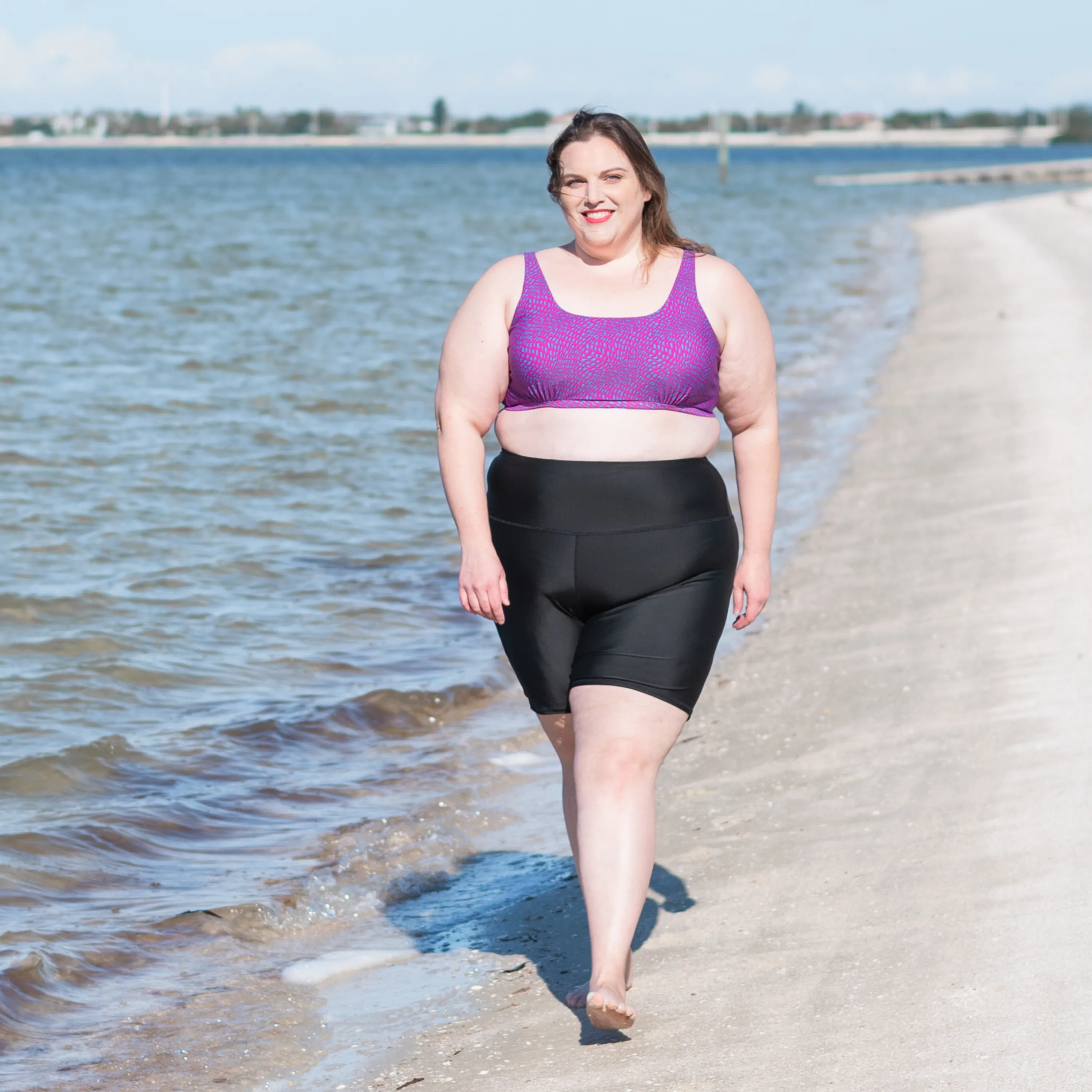 Women's Long Swim Bike Short with Pocket | “Black”